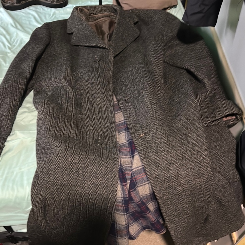 Men's Gray Herringbone Coat